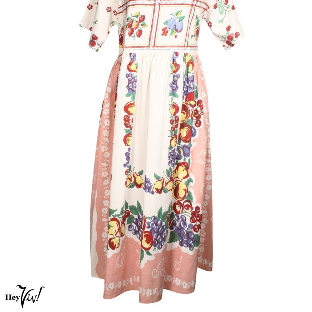 Vintage Kitsch'n Couture Dress from Vintage Fruit Tablecloth L B36 W34 - Hey Viv - Picture 6 of 8